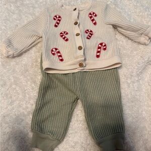 Chick Pea Cream and Green Candy Cane Set